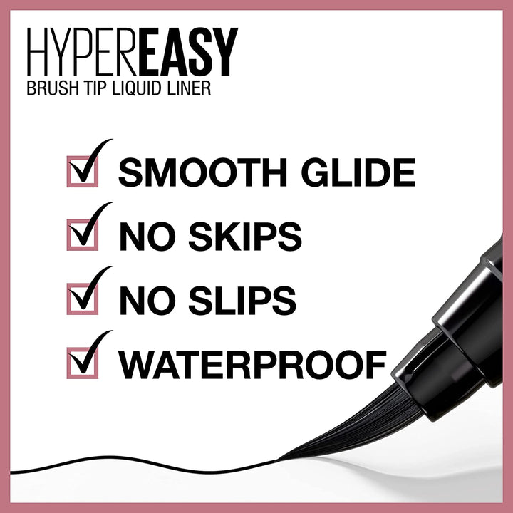 Hyper Easy Liquid Pen No-Skip Eyeliner, Satin Finish, Waterproof Formula, Pitch Black, 0.018 Fl Oz