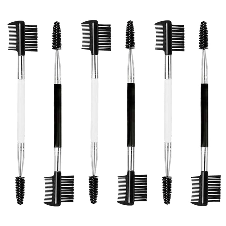 2PCS Eyebrow Eyelash Brush 3 Head Eyelash Comb Double Head Brush Makeup Grooming Tool Cosmetic (Black)