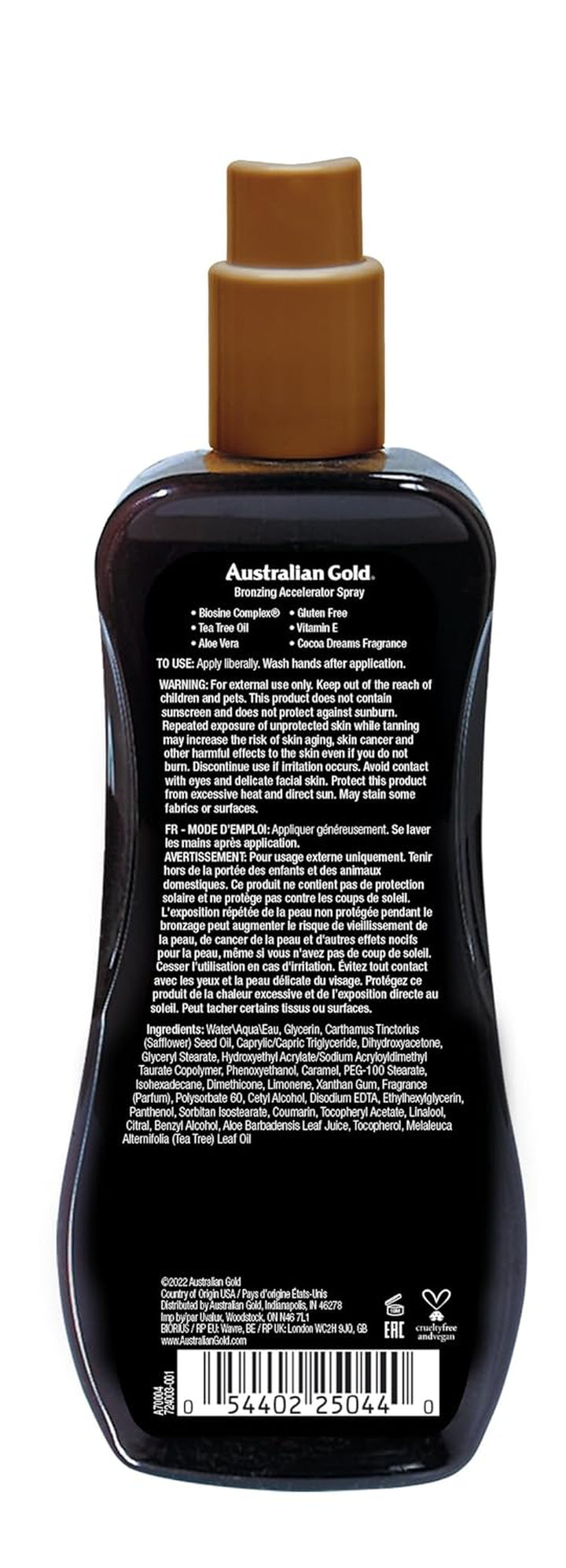 Dark Tanning Accelerator Spray Gel with Bronzer | 8 Fl Oz, Multicolor, Agcb175(Packaging May Vary)