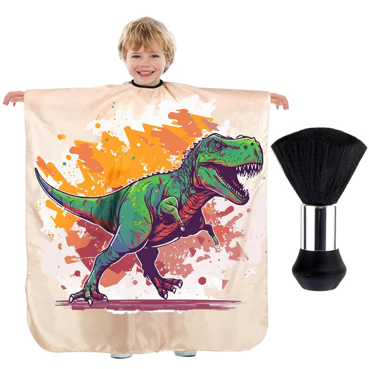 Kids Hair Cutting Cape,Professional Kids Barber Cape and Neck Duster Brush Cartoon Hairdresser Apron with Adjustable Closure for Children Salon Barber Supplies for Kids & Adults 55X39 Inches