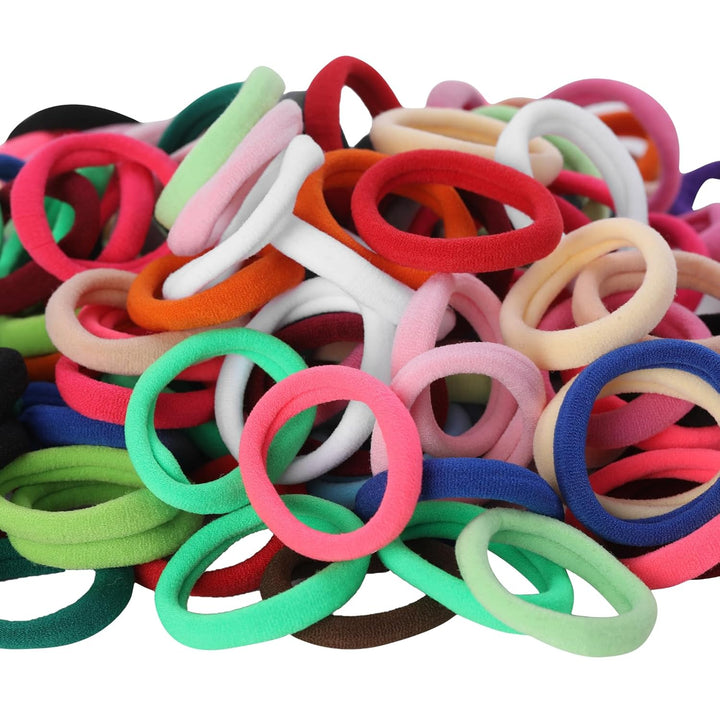 120PCS Black Hair Ties for Thick Hair – Seamless No Damage Elastic Ponytail Holders, Black Hair Band,Bulk Nylon Hair Elastics for Women