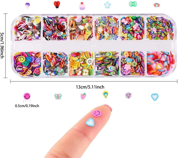 Nail Art Slice with Fruit Flower Food Slice Assorted Designs Polymer Clay Nail Decoration Slice for Slime DIY Craft Projects Decoration