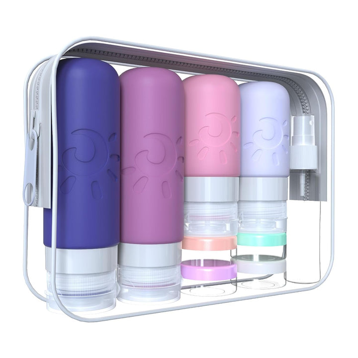 18 Pack Travel Bottles for Toiletries, TSA Approved Silicone Travel Containers Leak Proof Refillable Travel Accessories for Shampoo Conditioner Lotion Body Wash(Multicolored C)