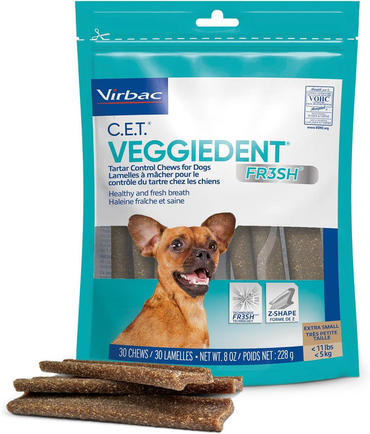 CET VEGGIEDENT FR3SH Tartar Control Chews for Dogs - Small