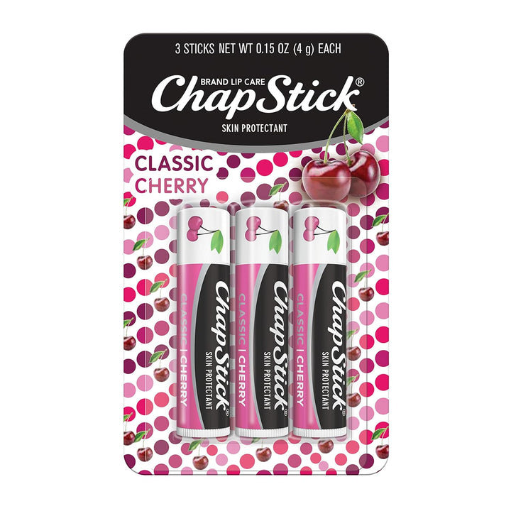 Classic Skin Protectant Flavored Lip Balm Tube, Cherry Flavor, 0.15 Ounce (Pack of 3)