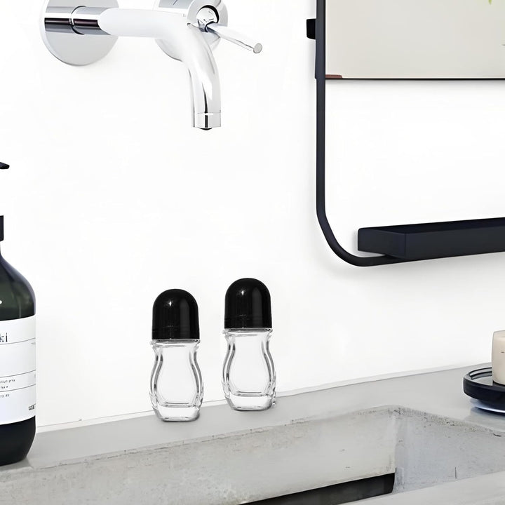 2 Pcs Glass Empty Roller Bottles, Deodorant Containers, Empty Roller Ball Bottles for Essential Oils Perfume Cosmetics (30Ml) (2Pcs Oval)