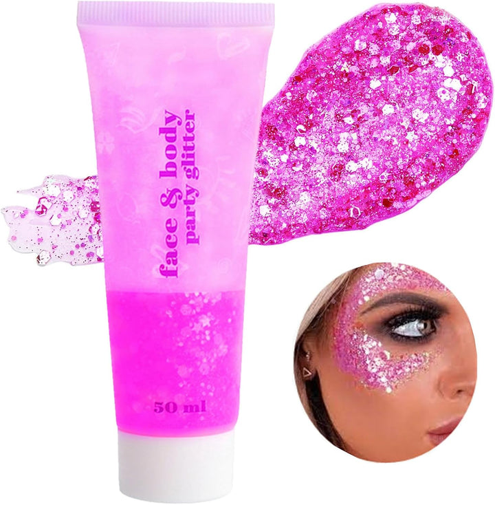Gold Face Body Glitter,Mardi Gras Glitter Makeup Gold Face Paint,Holographic Chunky Sequins Glitters for Eye Lip Hair Nails,Festival Rave Accessories,52G
