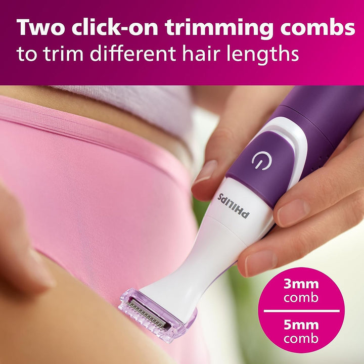 Beauty Bikini Genie Cordless Trimmer for Bikini Line Hair Removal, with Shaving Head and Comb, BRT383/50