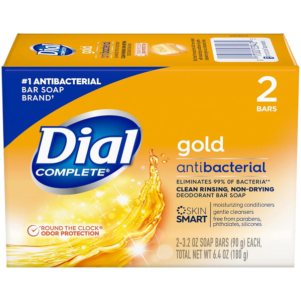 Gold Antibacterial Deodorant Bar Soap, 3.2 Ounce, (Pack of 2)