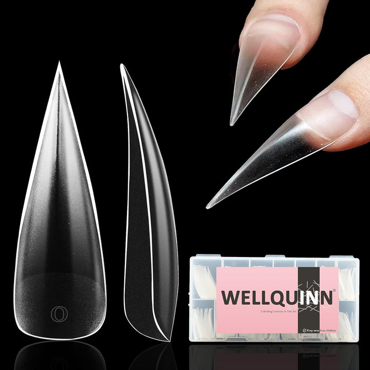 Short Cat Claw Curved Stiletto Nail Dual Forms for Extension, Sculptural Eagle Hawk Acrylic Nails Reusable Full Cover Mold Suitable for Polygel Solid Hard Builder Gel 280Pcs 14 Sizes Q57