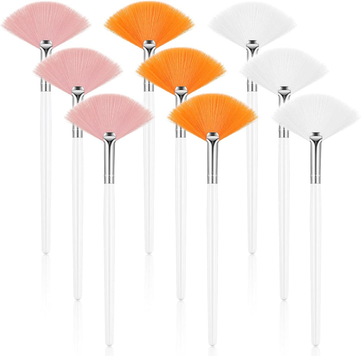 9 Pieces Facial Fan Mask Brushes, Soft Facial Applicator Brushes Tools for Peel Glycolic Makeup for Mud Cream(Champagne)