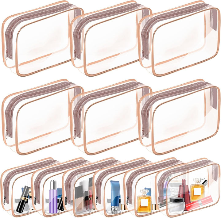 Clear Makeup Bag,Portable Travel Toiletry Bags with Zipper, TSA Approved Clear Organizer Bags, PVC Cosmetic Pouch for Airport Airline Compliant