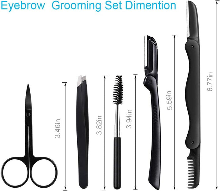 Eyebrow Razor, 5-In-1 Eyebrow Kit, Professional Eyebrow Grooming Set, Eyebrow Trimmer Set for Women and Men, Including Brow Razors Trimmer, Brush, Eyebrow Scissors, Slant Tweezers