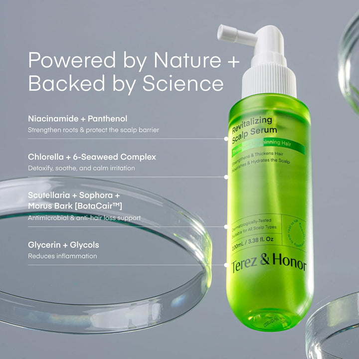 Scalp Serum for Hair Growth Spray – Korean Vegan Treatment for Hair Loss, Thinning & Itchy Scalp, Non-Greasy, Lightweight Formula to Exfoliate Dandruff & Strengthen Roots – for Men & Women (100 Ml)