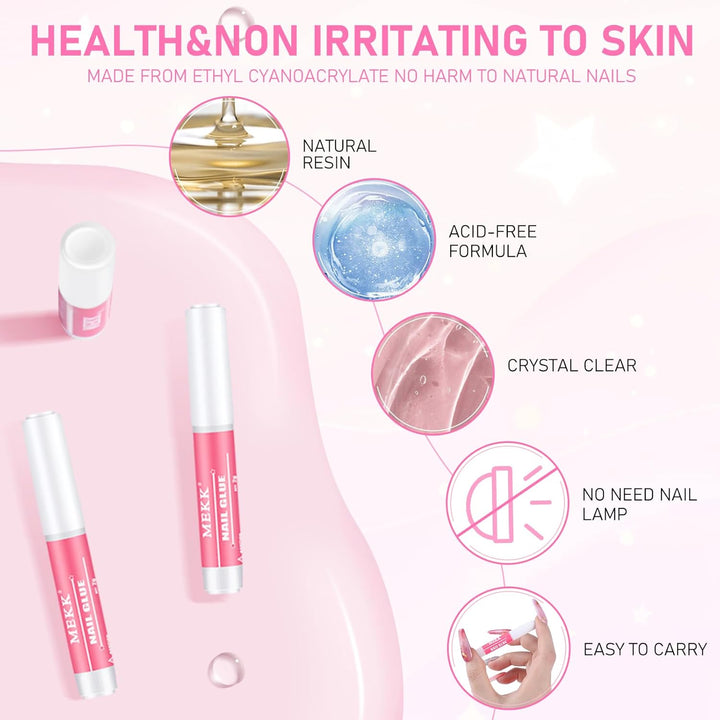 Nail Glue,Super Strong & Long-Lasting Nail Glue for Acrylic Nails,Press Ons & Nails Tips,Professional Adhesive for Nail Art Supplies,0.07Oz/Pcs (12PCS)