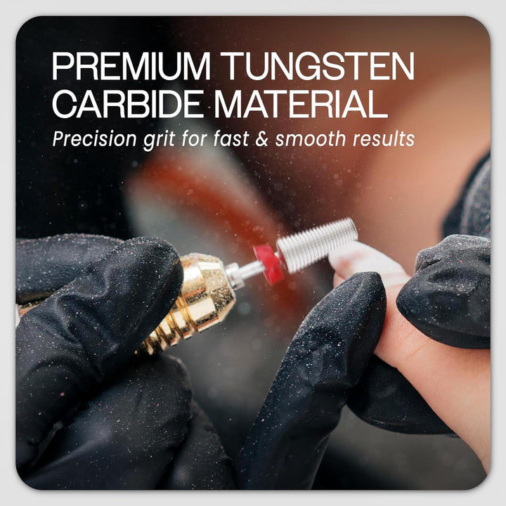 Nail Carbide 5 in 1 Bit - Two Way Rotate Use for Both Left and Right Handed - Fast Remove Acrylic or Hard Gel - 3/32" Shank - Manicure, Nail Art, Drill Machine (Fine - F, Silver)