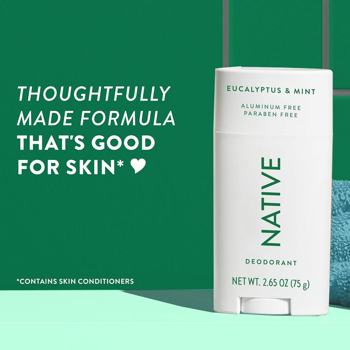 Aluminum-Free Clean Deodorant with Natural Derived Ingredients, 72HR Odor Control | Deodorant for Women and Men, with Baking Soda, Coconut Oil, Shea Butter | Eucalyptus & Mint