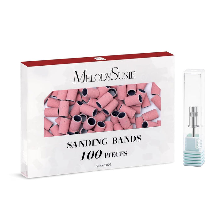 100 Pcs Nail Drill Bits Sanding Bands for Nail Drill 180 Fine Grit Nail File Sanding Bands for Acrylic Nails Gel Manicures and Pedicure