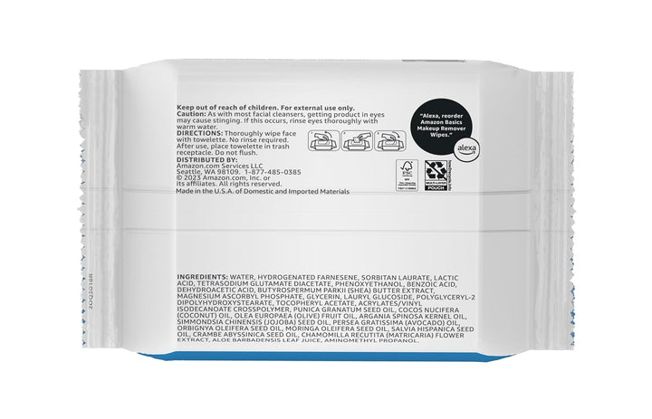 Makeup Remover Wipes, Gentle Cleansing, Dermatologist Tested, Fragrance-Free, Plant Based, Alcohol-Free, Removes Waterproof Mascara, 25 Count per Pack, Pack of 1