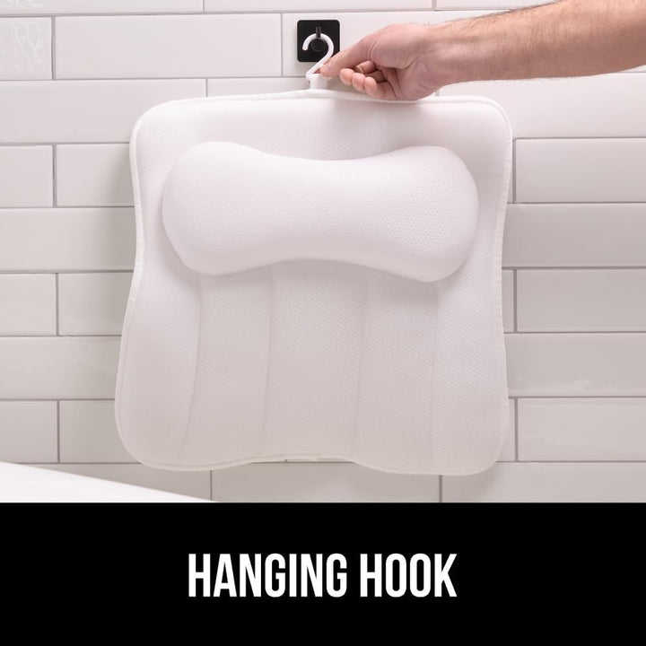 Bath Pillow for Tub with Powerful Suction Cups, Headrest Bathtub Pillows for Neck and Back Support, Machine Washable, Bathtub Accessories for Women, Relaxing Spa Gift Essentials, White