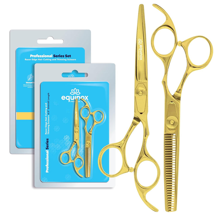 Equinox Professional Razor Edge Series Barber Hair Cutting Scissors - Japanese Stainless Steel Salon Scissors - 6.5” Overall Length - Fine Adjustment Tension Screw - Premium Shears for Hair Cutting