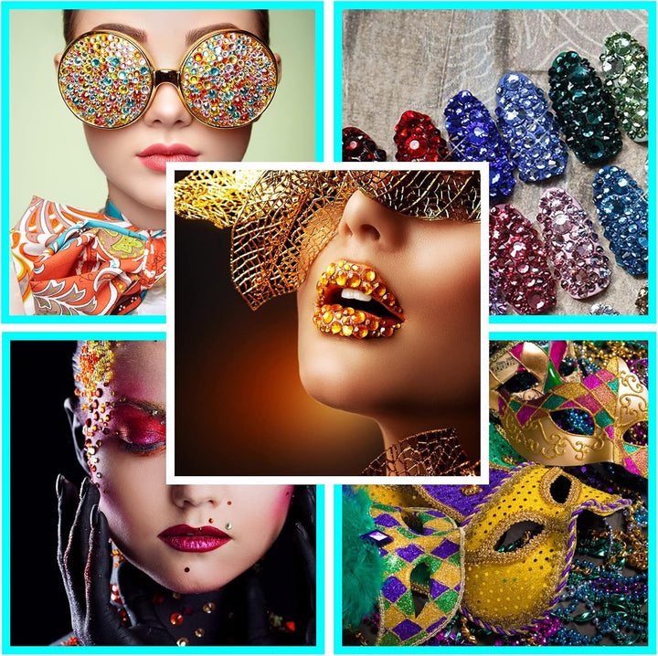 2310 PCS Self Adhesive Rhinestone Gem Stickers for Face Nail Body Makeup Festival,4 Size 14 Sheets Bling Jewels Stickers Earrings for DIY Kids Craft Card Decorations