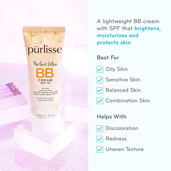 Perfect Glow BB Cream with SPF 30 - Matte Meets Dewy Finish - Enriched with Goji & Hawthorn Berry to Help Improve Skin Texture & Radiance - Light (1.4 Oz)