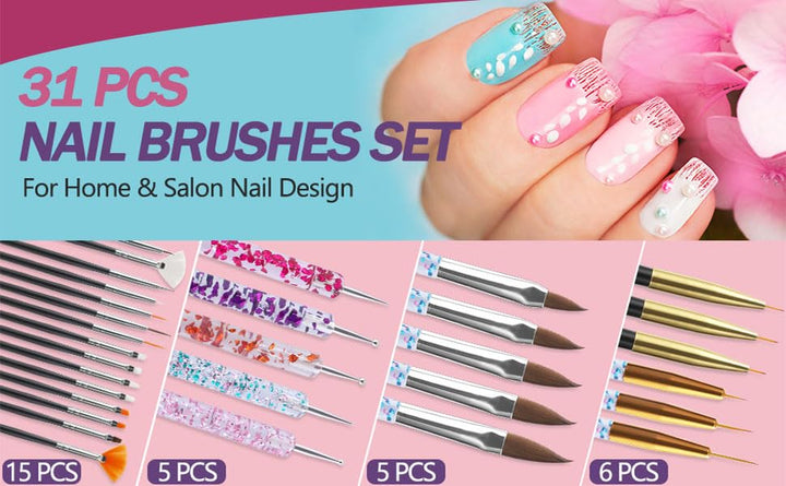 35Pcs Nail Art Pens Brushes,Nail Art Tool Set,Nail Dotting Tools,Nail Dust Brush,Striping Nail Art Brushes for Long Lines,Nail Drawing Pen for Nail Design