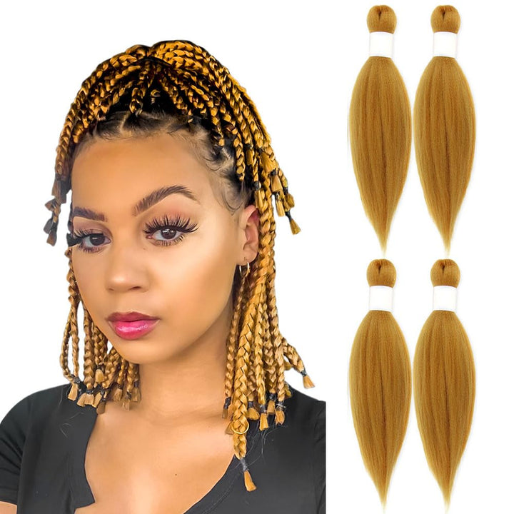 Purple Braiding Hair 20 Inch Pre Stretched Hair Long Straight Crochet Braids Yaki Texture Synthetic Fiber 4 Packs (Dark Purple)