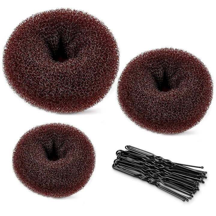 Donut Bun Maker, 3PCS Hair Bun Maker with 20PCS Bobby Pins Blonde for Ballet Styling