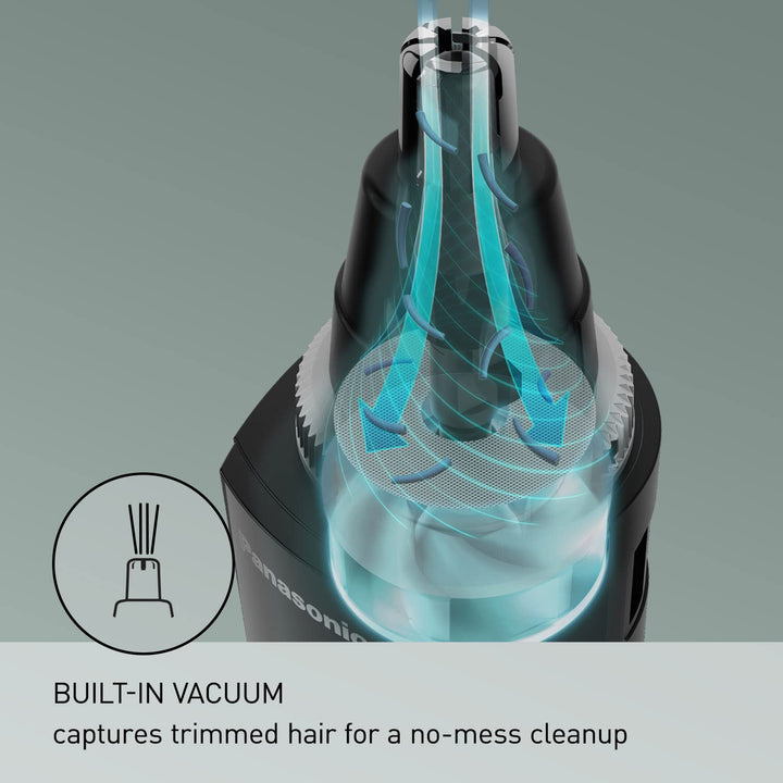 Ear and Nose Hair Trimmer for Men with Vacuum Cleaning System, Powerful Motor and Dual-Edge Blades for Smoother Cutting, Wet/Dry – ER-GN70-K (Black)