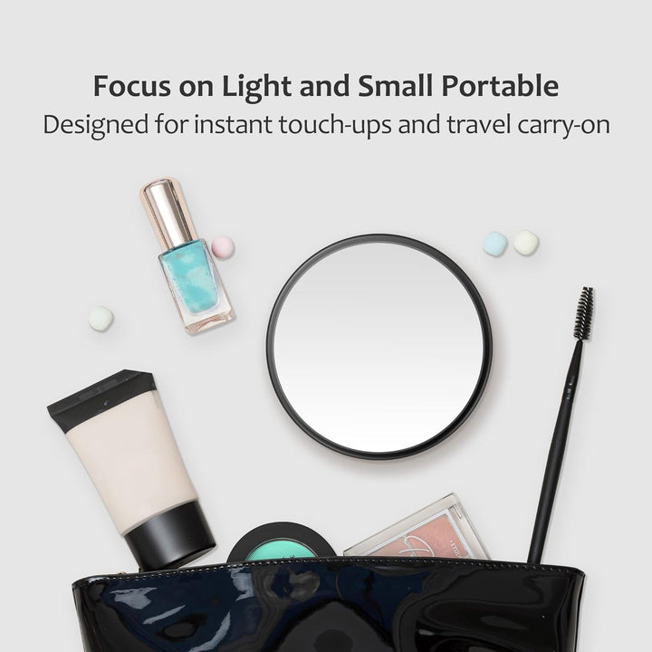 30X Magnifying Mirror, Small Travel Mirror with Suction Cup and Tweezers, 3.5 Inches