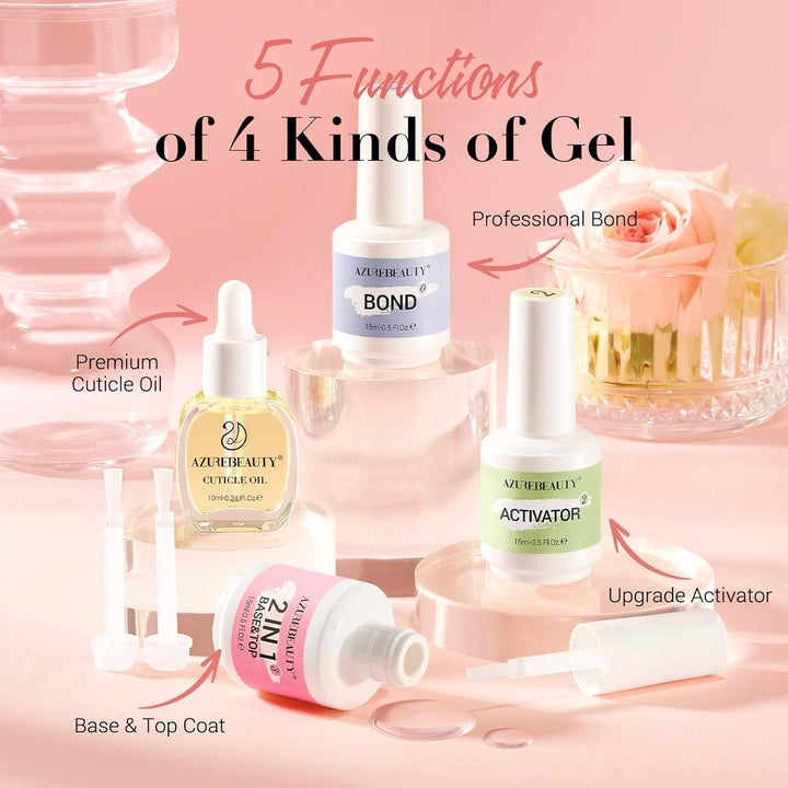Dip Powder Liquid Set 15Ml/0.5Oz Nail Repair Cuticle Oil Multi-Purpose Dip Powder Base Top Coat with Activator, Bond, Cuticle Care for Dipping Kit, No Need Nail Lamp