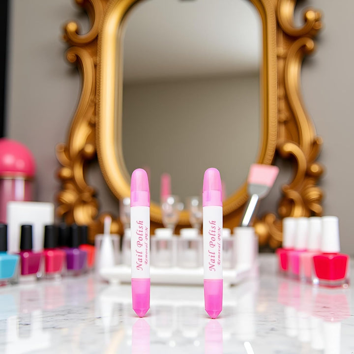2Pcs Pink Nail Erase Pen Removable Head Nail Polish Cleaning Plastic Manicure Corrector Pen for Manicure Fingernail Home Salon Use Nail Polish, Nail Polish Correctors (6G)