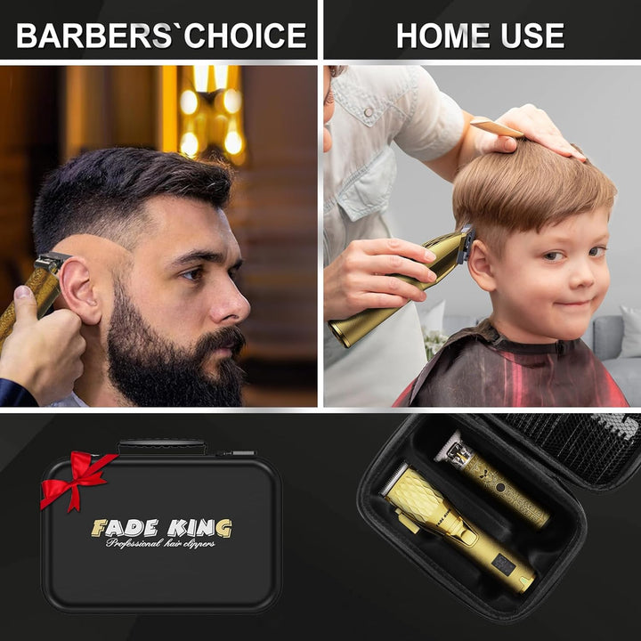 ® Professional Hair Clippers & Beard Trimmer Set for Men – Cordless Barber Clippers with LCD Display, Precision Trimmer & Travel Case – Gifts for Men Husband Father (Gold + Bronze)