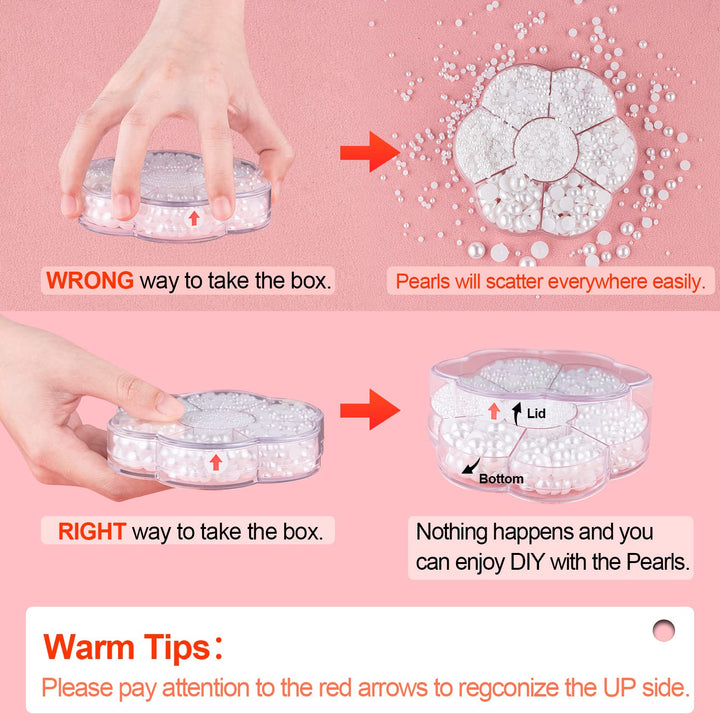 Nail Art Flat Back Half round Pearl Kits 3, Mixed Sizes 6000 Pcs White Small Pearls for Nails with Picking Tools for Graduation Cap Decorations Home DIY Body Face Craft Salon Use