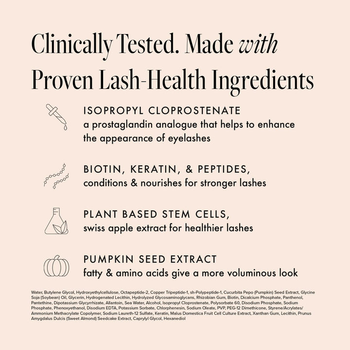 Lash Serum, Eyelash Serum for Longer, Thicker, and Fuller Looking Natural Eyelashes, (Full Size, 3 Month Supply)