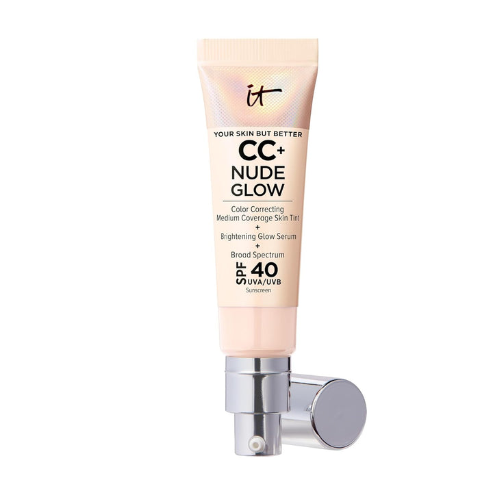 CC+ Nude Glow - Medium Coverage Foundation with SPF 40 & Brightening Glow Serum, Lightweight Skin Tint, 2% Niacinamide + Hyaluronic Acid, up to 24H Hydration, Normal/Dry Skin - 1.08 Fl Oz