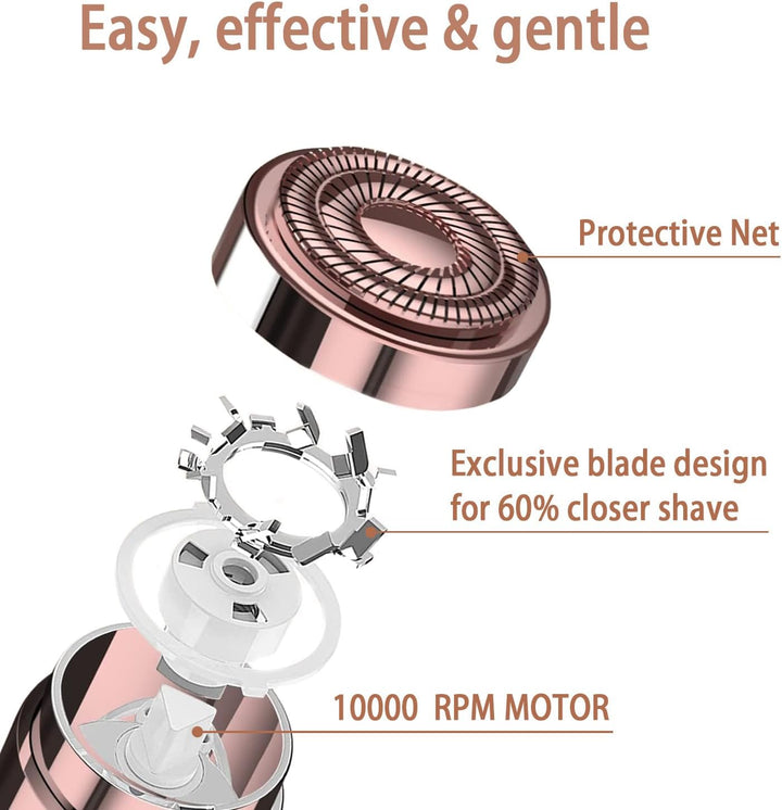 Women Facial Hair Removal Device Battery Operated with 2 Replacement Heads,Ladies Face Shaver for Peach Fuzz Upper Lip,Chin,Facial Hair Removal for Women