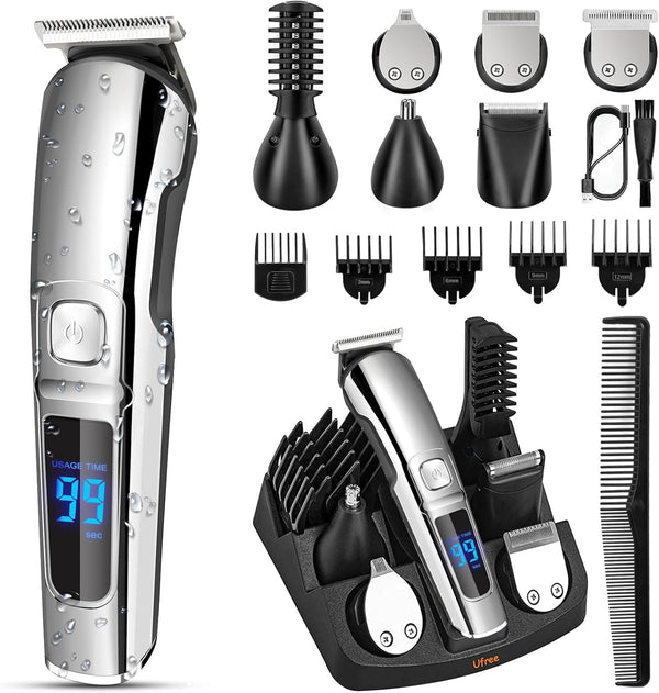Beard Trimmer for Men, Waterproof Electric Razor for Nose, Body, Face & Mustache, Cordless Hair Clippers Shavers Grooming Kit, Gifts for Men Husband Father