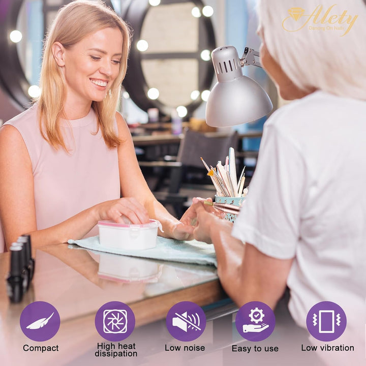 Electric Nail Drill Kit - Portable File for Acrylic Gel Nails, Professional Machine Efile Manicure Pedicure Tools with Gold Drill Bits for Home Salon Use