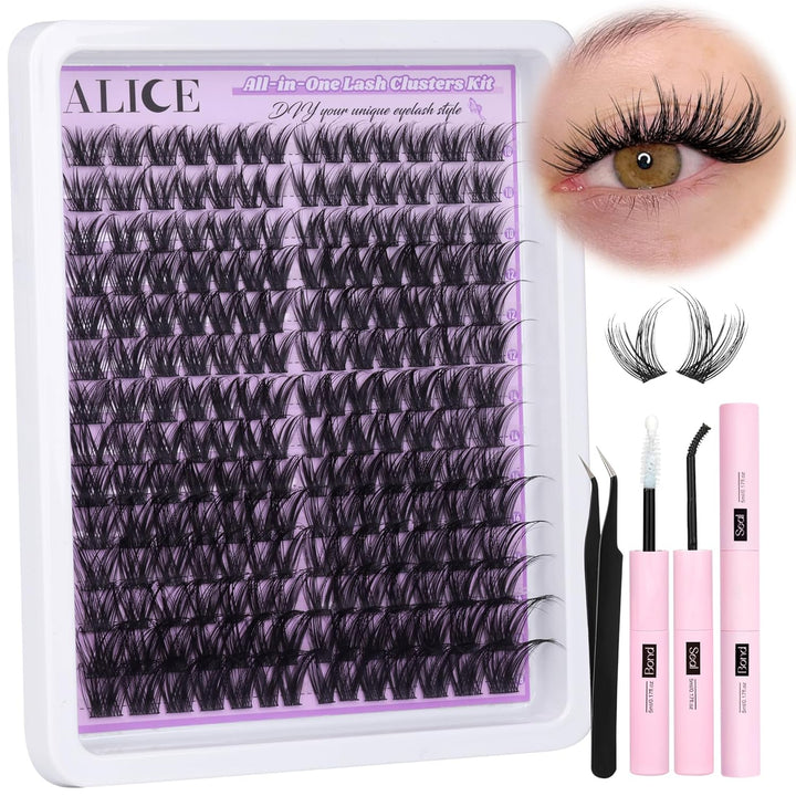 Lash Clusters Wispy Eyelash Clusters 10-18Mm 168Pcs Cluster Eyelash Extensions Natural Volume Lash Extensions DIY Individual Lashes Clusters with Soft Thin Band