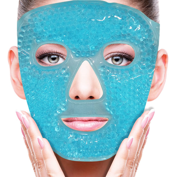 Cold Face Eye Mask Ice Pack Reduce Facial Puff, Dark Circles, Gel Beads Hot Heat Cold Compress Pack, Face SPA for Woman Sleeping, Pressure, Headaches, Skin Care, Post Laser Care[Blue]