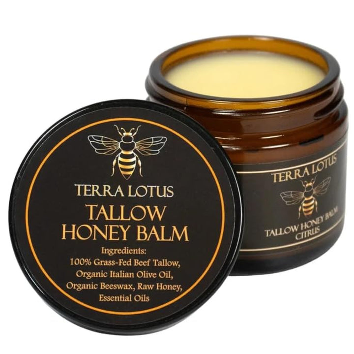 Organic Grass-Fed Beef Tallow Balm with Raw Honey - Moisturizing Cream for Soft, Smooth Skin - Handmade All-Natural Moisturizer (2 Oz, Unscented)