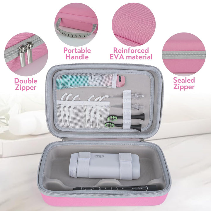 Water Flosser Travel Case, Portable Oral Irrigator Organizer, Sturdy Carrying Storage Holder for Flosser, Electric Toothbrush, Toothpaste and Irrigator Accessories (Case Only) - Pink