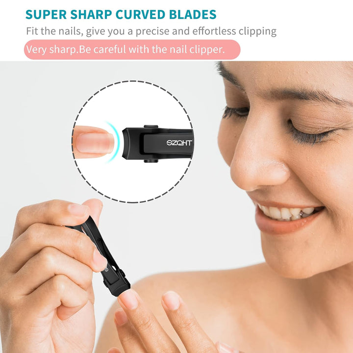 Ultra Wide Jaw Opening Nail Clippers Set, Toenail Clippers for Thick Nails, Heavy Duty Nail Cutter, Stainless Steel Toe Nail Clippers for Seniors, Men & Women Manicure,Pedicure,Big(Black)