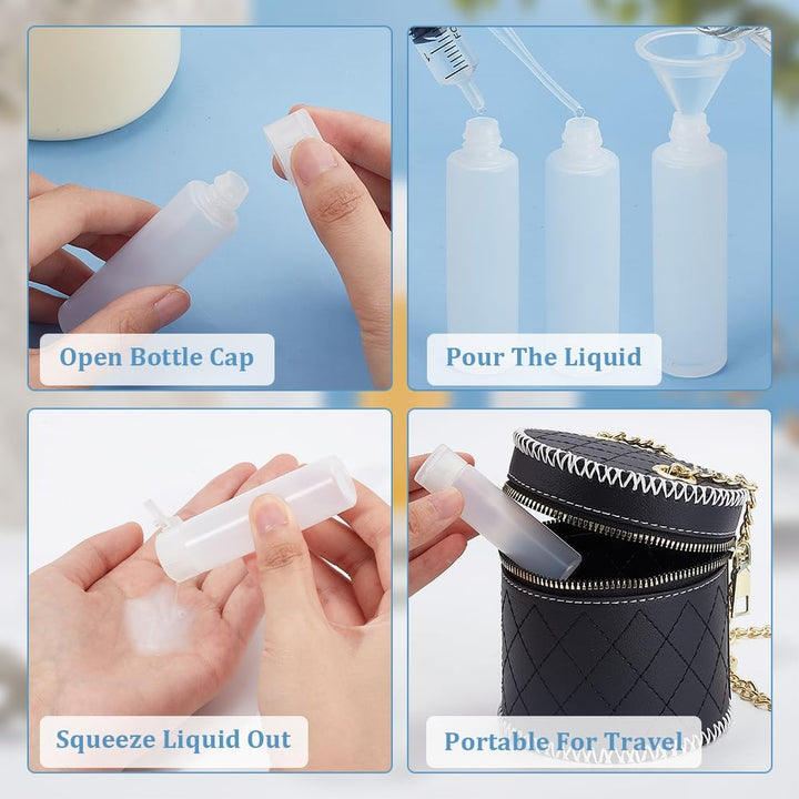 10 Pack 18Ml 0.6Oz Small Travel Squeeze Bottles Refillable Makeup Foundation Container Travel Essentials Sample Bottles for Toiletries, Shampoo Toner Cosmetic