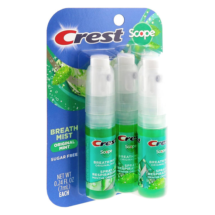 Scope | One 4-Pack of Mint Breath Mist Sprays (4 Total Sprays) - 0.24 Ounce (7Ml) - Made in an FDA Audited USA Facility