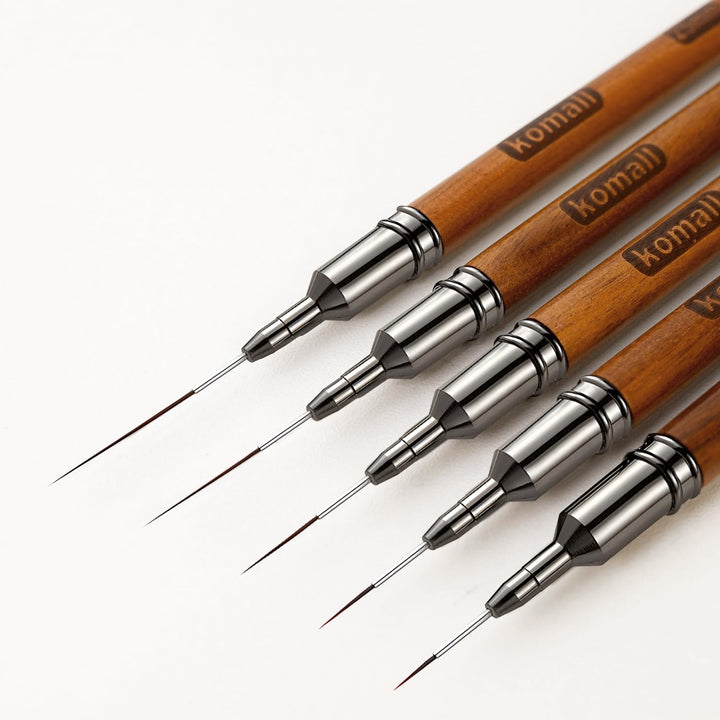 Metallic Nail Art Brushes, 5Pcs Liner Brush Set, UV Gel Polish Painting Art Design Pen for Long Lines, Thin Details, Fine Drawing Sizes 4/8/12/20/25Mm(Black)