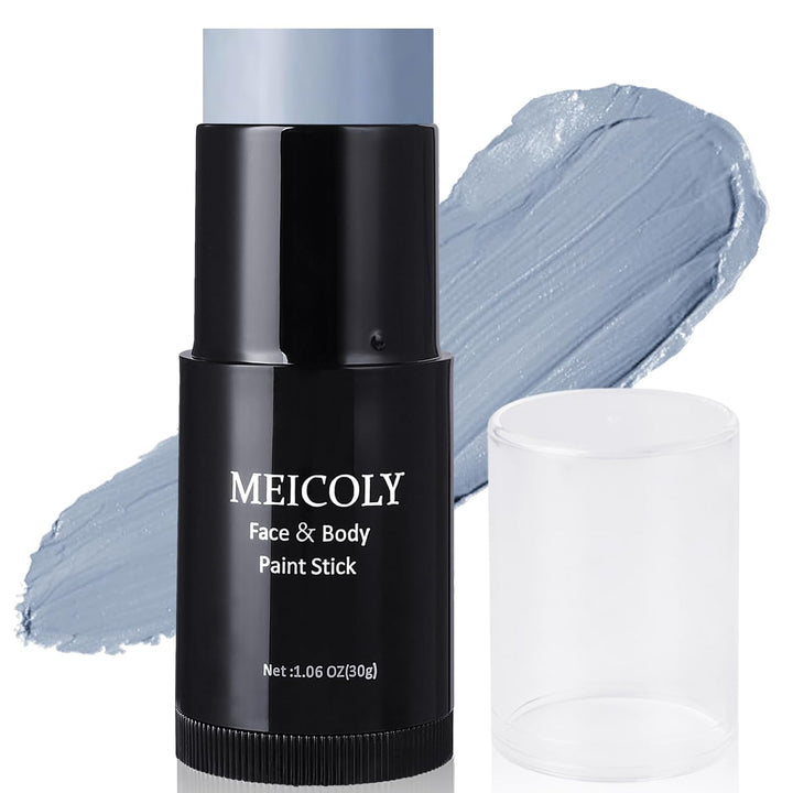 Light Blue Face Body Paint Stick(1.06 Oz),Baby Blue Face Paint Sadness,Sweatproof Waterproof Pale Blue Body Paint for Corpse Bride Halloween SFX Avatar Sally Makeup,Eye Black Stick